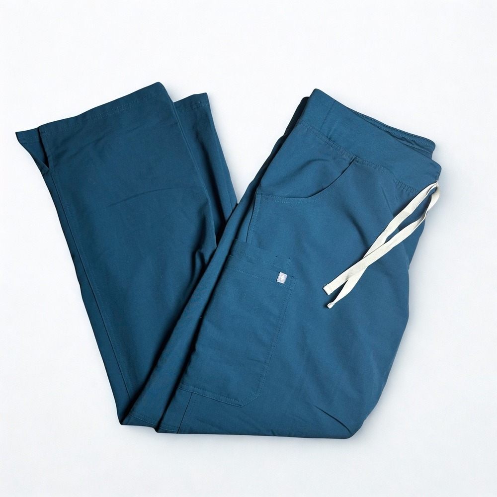 FIGS Woman's Kade Straight Leg Scrub Pant Size Large Deep Teal Caribbean Blue